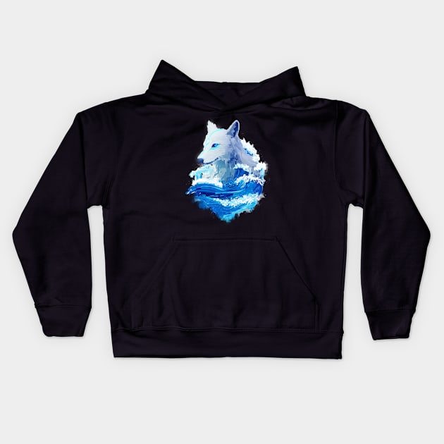 Wolf Wave Kids Hoodie by seerlight